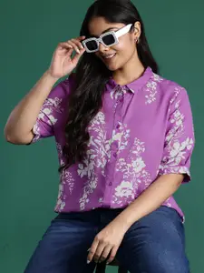 DressBerry Curve Plus Size Floral Print Casual Shirt