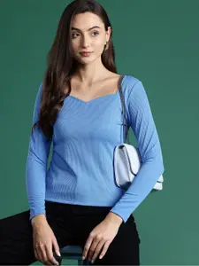 DressBerry Sweetheart Neck Ribbed Top