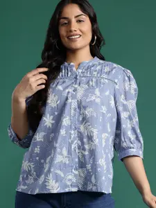 DressBerry Curve Plus Size Floral Print Cotton Shirt Style Top