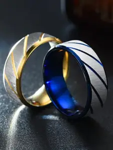 VIEN Set of 2 Gold-Plated Twill Pattern Ring
