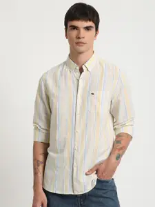 THE BEAR HOUSE Slim Fit Vertical Stripes Button-Down Collar Cotton Casual Shirt