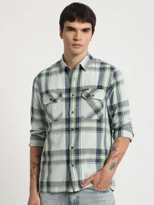 THE BEAR HOUSE Slim Fit Tartan Checked Twill Weave Pure Cotton Casual Shirt