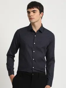 THE BEAR HOUSE Slim Fit Geometric Printed Spread Collar Pure Cotton Casual Shirt