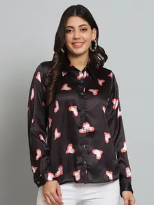 Funday Fashion Conversational Printed Satin Casual Shirt