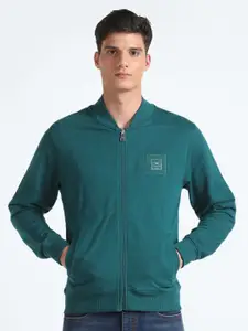 Flying Machine Mock Collar Pure Cotton Front-Open Sweatshirt