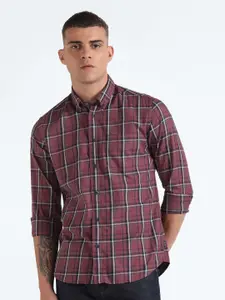 Flying Machine Tartan Checked Slim Fit Cotton Twill Casual Shirt