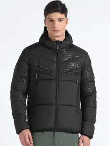 Flying Machine Checked Hooded Puffer Jacket