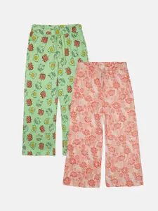 KiddoPanti Girls Pack of 2 Printed Comfortable Lounge Pants