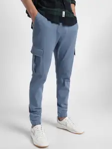 Dennis Lingo Men Blue Smart Slim Fit Cargo Trouser