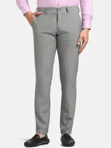 Blackberrys Men Striped Phoenix Skinny Fit Easy Wash Formal Trousers