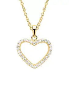 KRYSTALZ Gold-Plated CZ-Studded Stainless Steel Heart Pendant Necklace