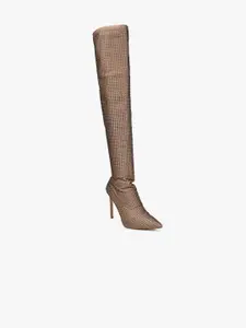 ALDO Women NASSIA Embellished Stiletto Heeled High-Top Chunky Bots