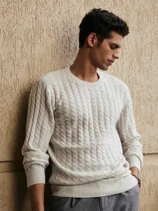 Andamen Cable Knit Long Sleeves Woollen Pullover