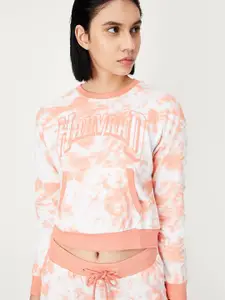 max Tie & Dyed Pure Cotton Crop Pullover Sweatshirt