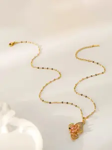 KRYSTALZ Gold-Plated Butterfly Pendant CZ Chain