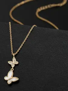 KRYSTALZ Gold-Plated Couple Butterfly Pendant Chain