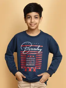 V-Mart Boys Typograpphy Printed Pullover Fleece Sweatshirt