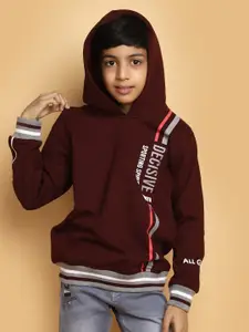 V-Mart Boys Typography Printed Hooded Cotton Sweatshirt