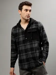 Iconic Tartan Checks Hooded Casual Shirt