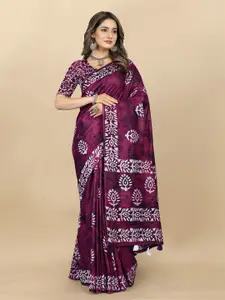DIVASTRI Batik Printed Pure Cotton Jamdani Saree