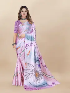 DIVASTRI Floral Printed Satin Saree