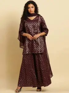 W Ethnic Motifs Woven Design Kurta & Skirt With Dupatta