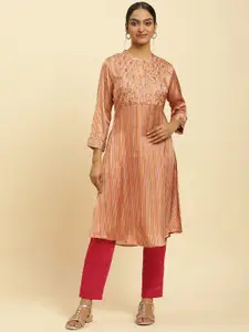 W Striped Sequinned Straight Kurta