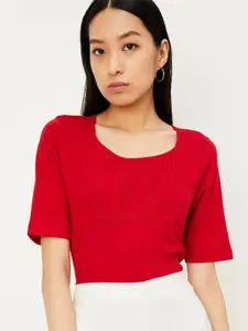 max Pleated Detail Short Sleeves Cotton Top