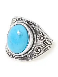 Accessorize London Women Sterling Silver Plated Oxidised Band Ring