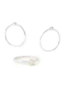 Accessorize London Set Of 2 Women Sterling Silver Plated Rings