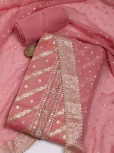 Meena Bazaar Ethnic Motifs Woven Design Zari Unstitched Dress Material