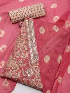 Meena Bazaar Floral Printed Beads & Stones Unstitched Dress Material