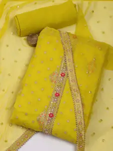 Meena Bazaar Floral Woven Design Sequinned Unstitched Dress Material