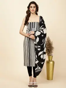 Meena Bazaar Striped Unstitched Dress Material