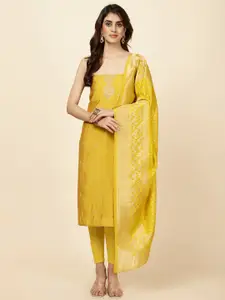 Meena Bazaar Ethnic Motifs Woven Design Sequinned Art Silk Unstitched Dress Material