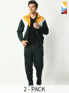 BAESD Men Pack Of 2 Colorblocked Mock Collar Tracksuits