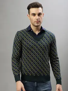 GANT Typography Printed V-Neck Woollen Pullover Sweater