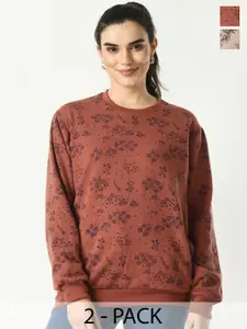 BAESD Pack Of 2 Floral Printed Fleece Sweatshirt
