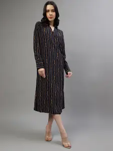 GANT Abstract Printed Cuffed Sleeves Belted Shirt Dress