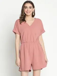 DRAAX Fashions V-Neck Short Sleeves Playsuit