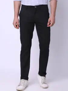 Oxemberg Men Checked Mid Rise Slim Fit Cotton Trousers
