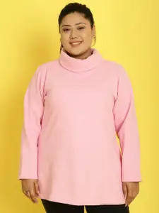 theRebelinme Plus Size Turtle Neck Long Sleeves Fleece Pullover Sweatshirt