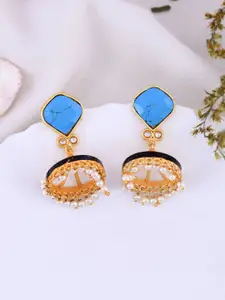 Silvermerc Designs Gold Plated Pearls Dome Shaped Jhumkas