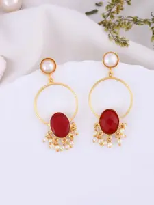 Silvermerc Designs Gold Plated Pearls Circular Drop Earrings