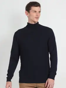 Arrow Self Design Turtle Neck Pullover Sweater