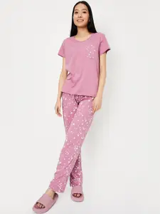 max Conversational Printed Pure Cotton Night suit