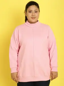 theRebelinme Plus Size Turtle Neck Long Sleeves Fleece Pullover Sweatshirt