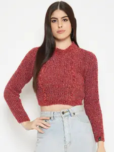 CREATIVE LINE Cable Knit Woollen Cropped Pullover