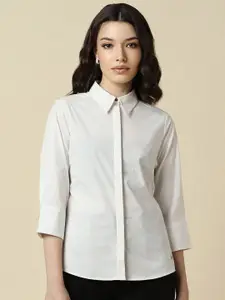 Allen Solly Woman Spread Collar Three-Quarter Sleeves Formal Shirt