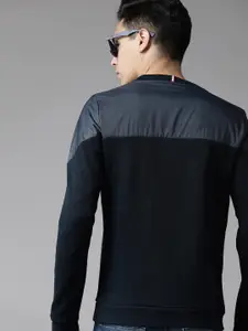 Van Heusen Brand Logo Printed Thumb Hole Detailed Self Design Sweatshirt